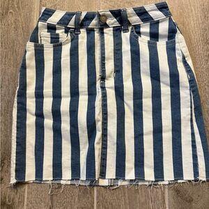 Hollister Blue and White Above the Knee-Length Skirt Size 1 Ultra High Rise